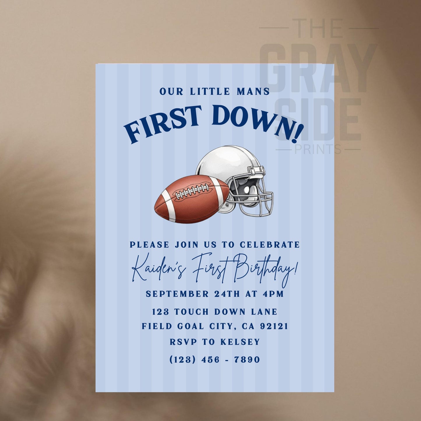 First Down Football Invitation Boy 1st Birthday Party Invite Editable Invite First Birthday Invitation Boys First Birthday Invite Football
