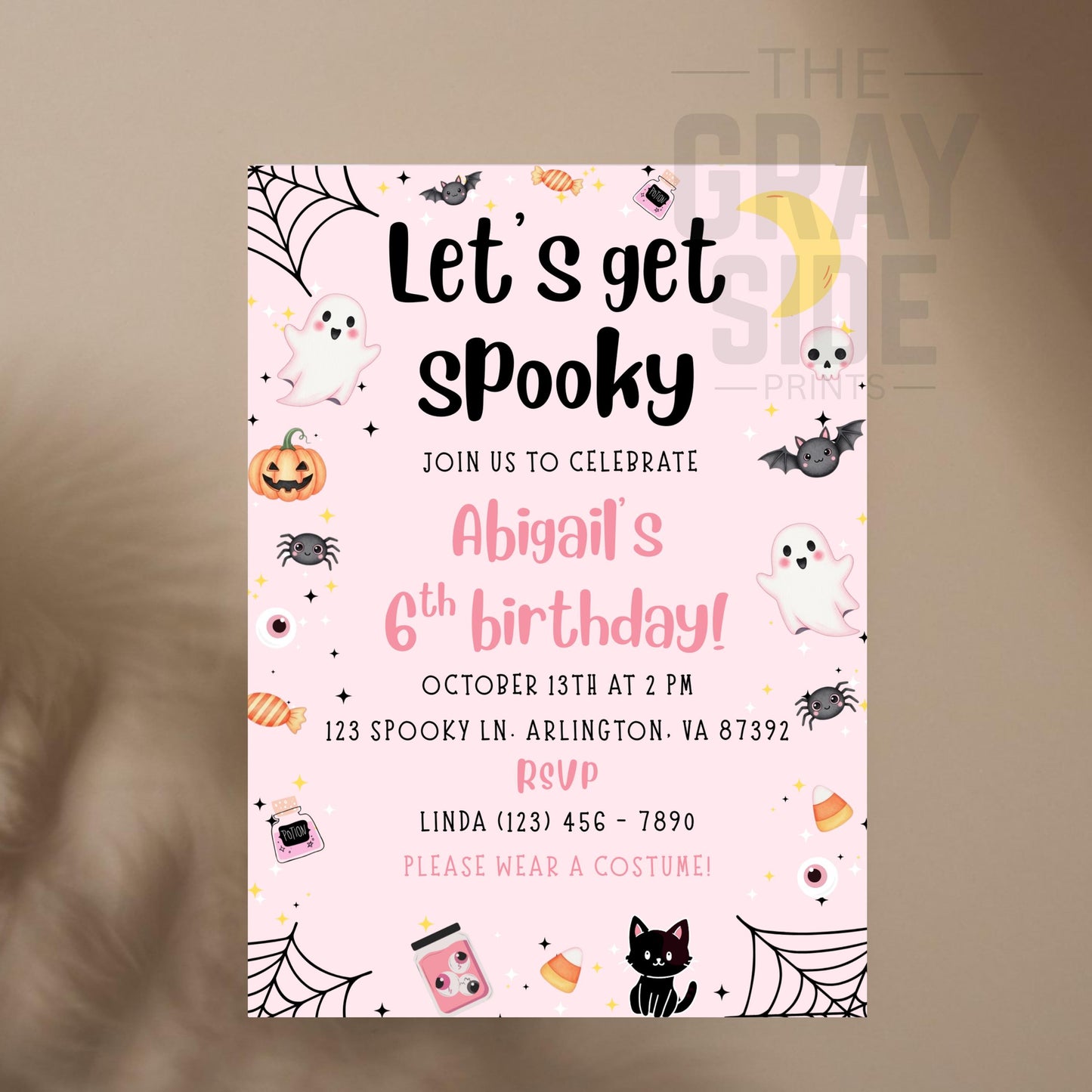 Spooky Birthday Invitation Halloween Birthday Party Invite Cute Ghost 1st Birthday Girls Spooktacular Halloween Birthday Invite 1st Boo Day