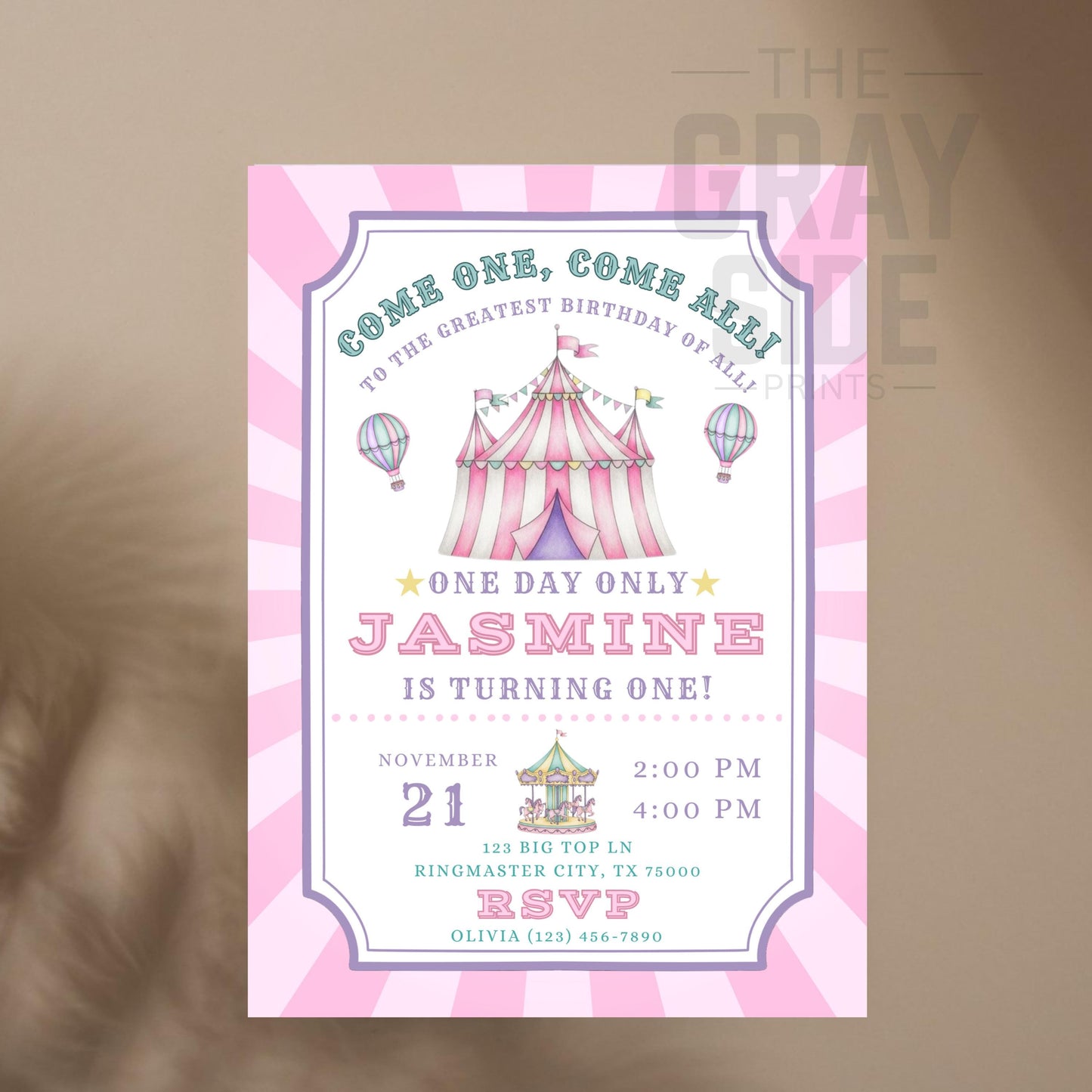 Pink Carnival Birthday Invitation Carnival Invite Circus Birthday Invitation Circus Invite Girls Circus Birthday Invite Editable Template