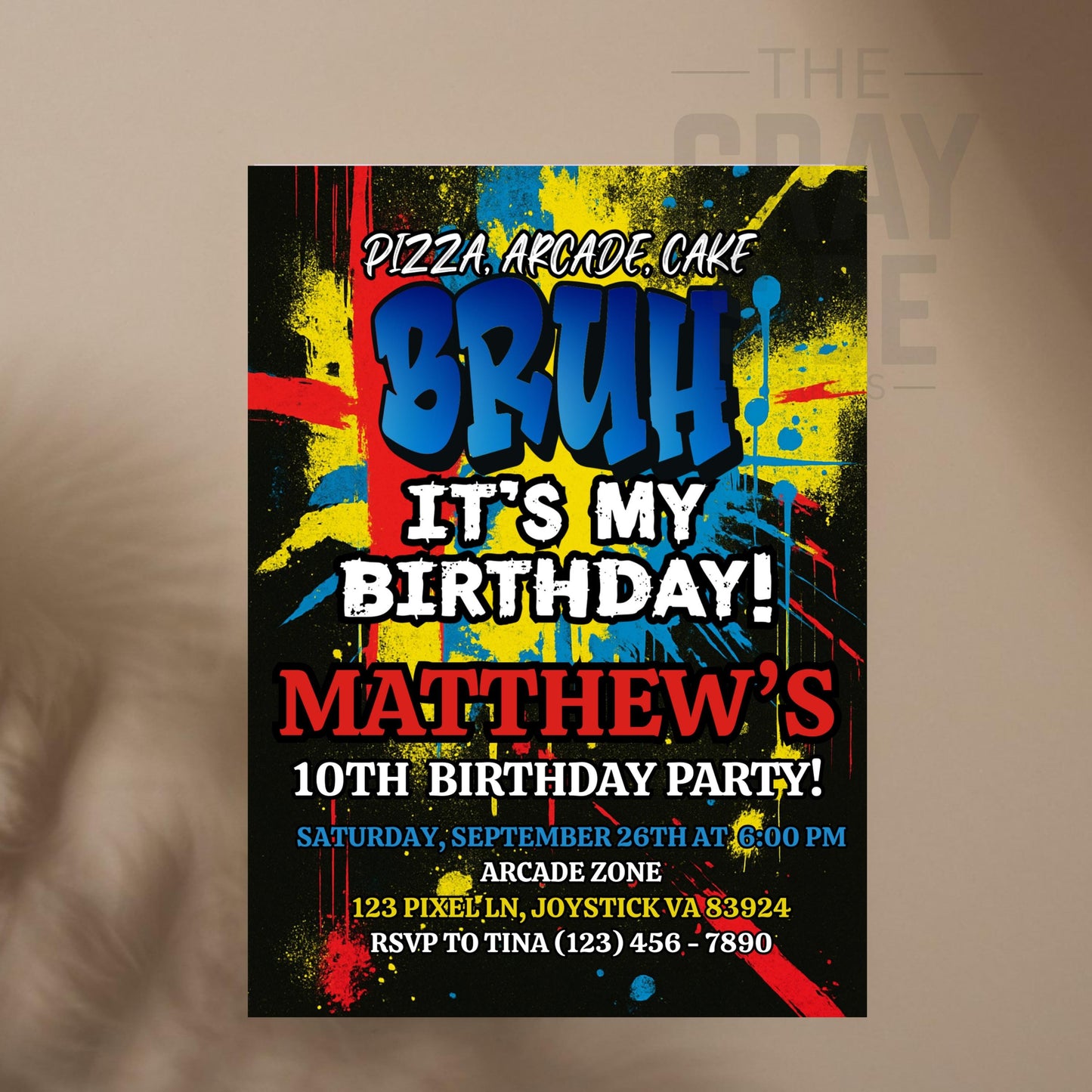 Bruh It's My Birthday Invitation Boys Birthday Invite Arcade Birthday Invite Printable Boys Bday Card Digital Party Invite Instant Download