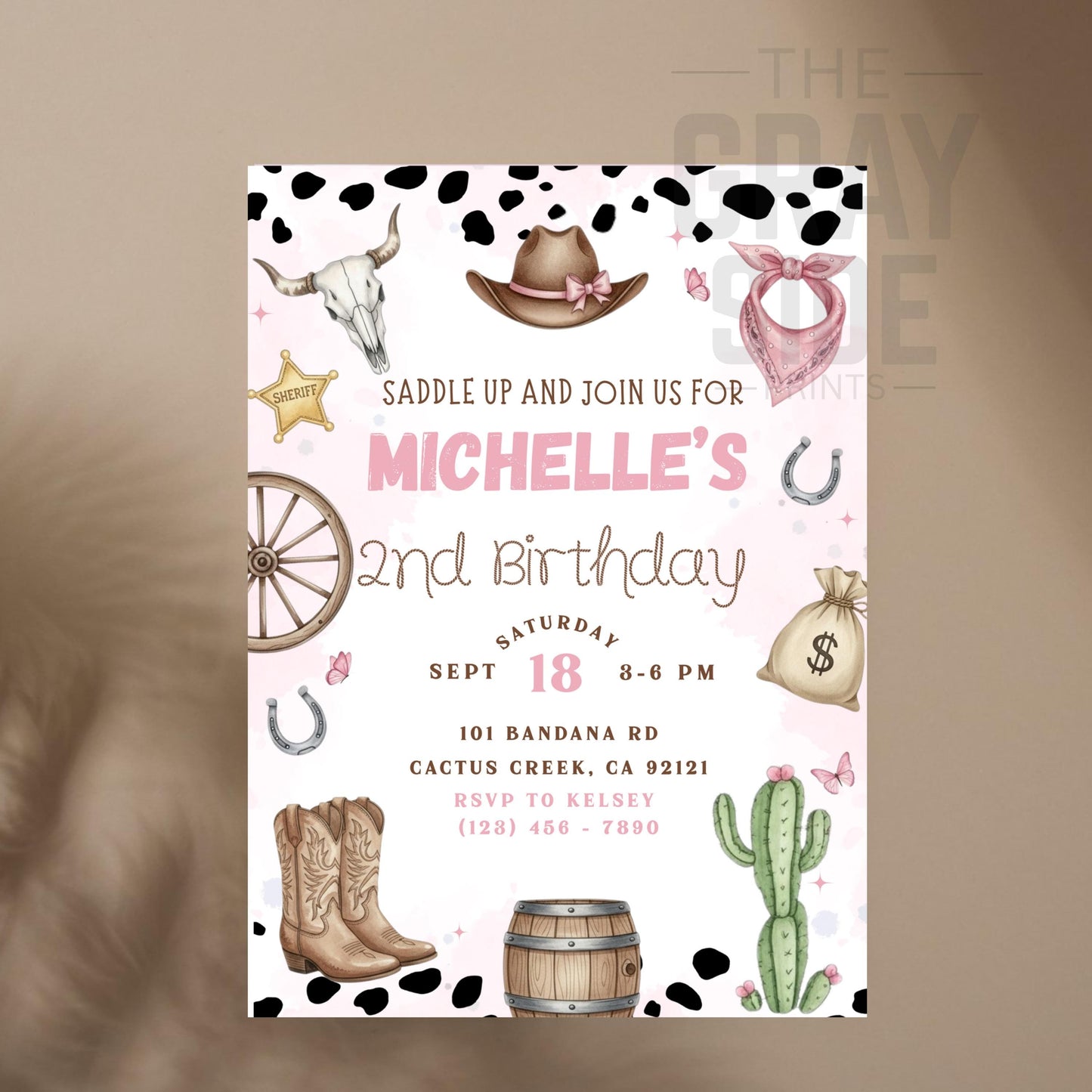 Cowgirl Birthday Invitation Girls 2nd Birthday Invite Editable Canva Template Girls Rodeo Invite Pink Rodeo Invite Digital Download