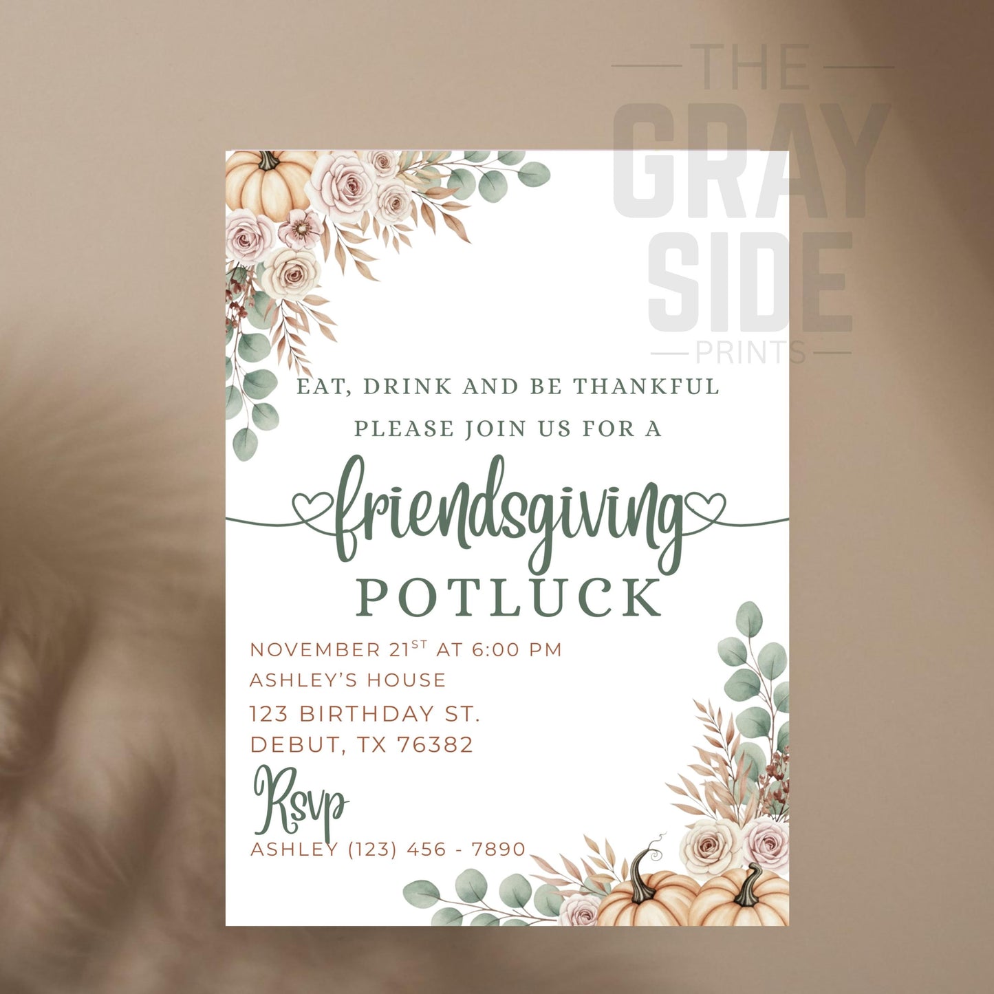 Friendsgiving Dinner invite Friendsgiving Invitattion Template Thanksgiving Invite Printable Digital Download Fall Dinner Invitation