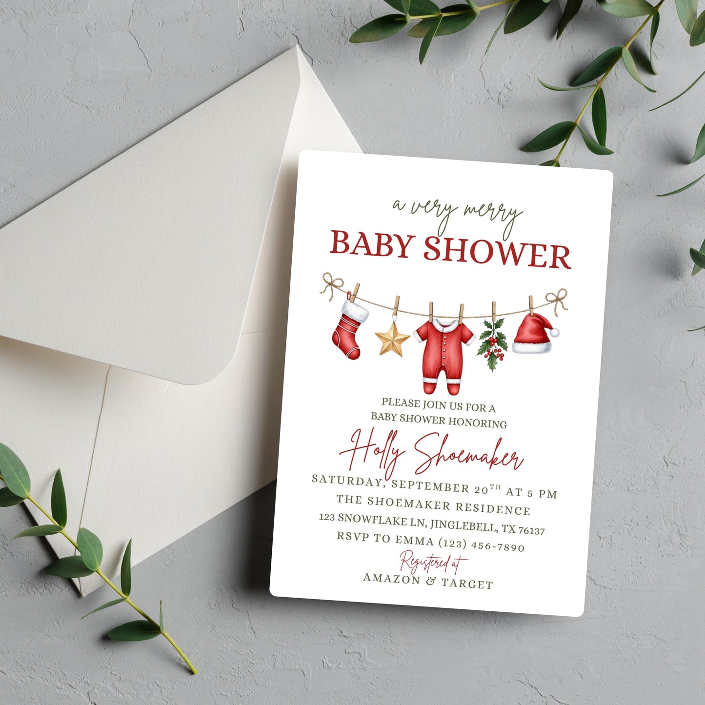 Winter Baby Shower Invitation Very Merry Baby Shower Christmas Baby Shower Invite Gender Neutral Baby Shower Merry Little Baby Shower