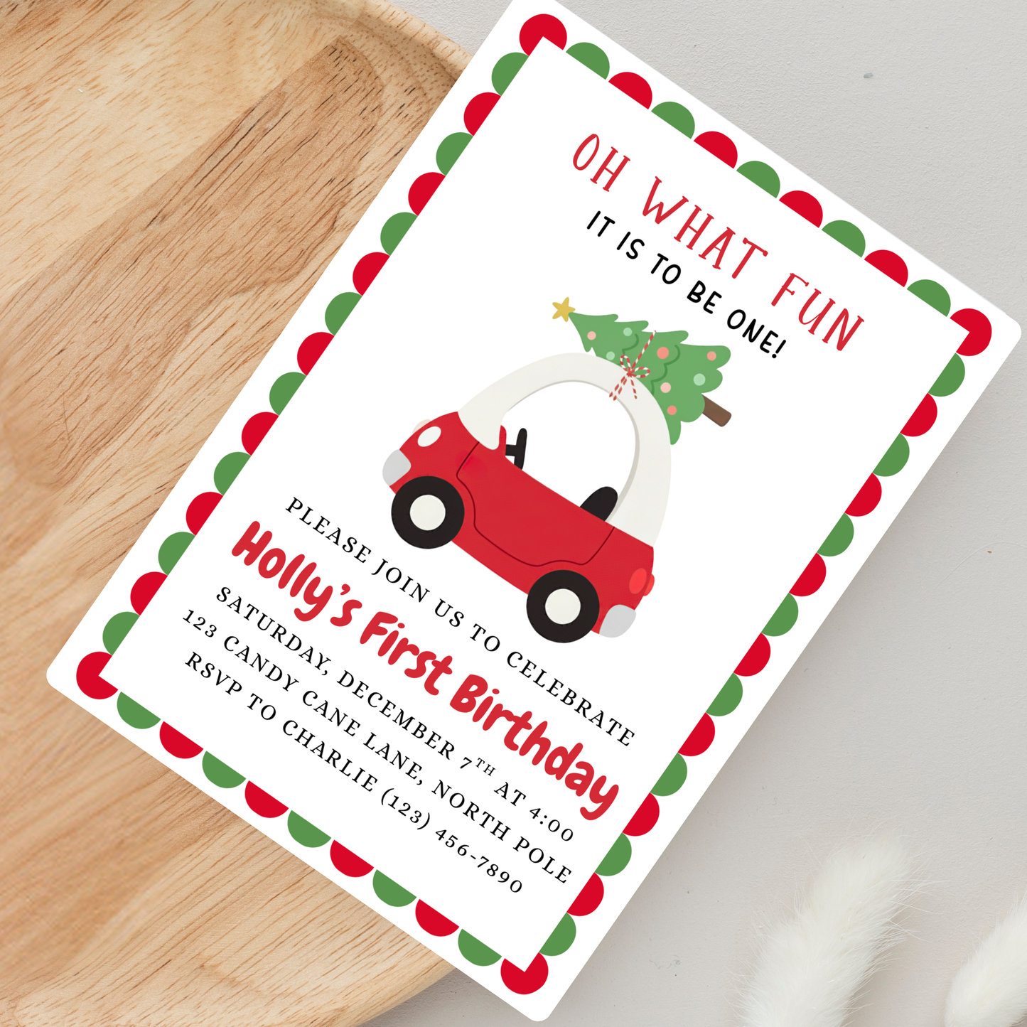 Oh What Fun It Is To Be One Birthay Invitation