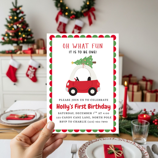 Oh What Fun It Is To Be One Birthay Invitation