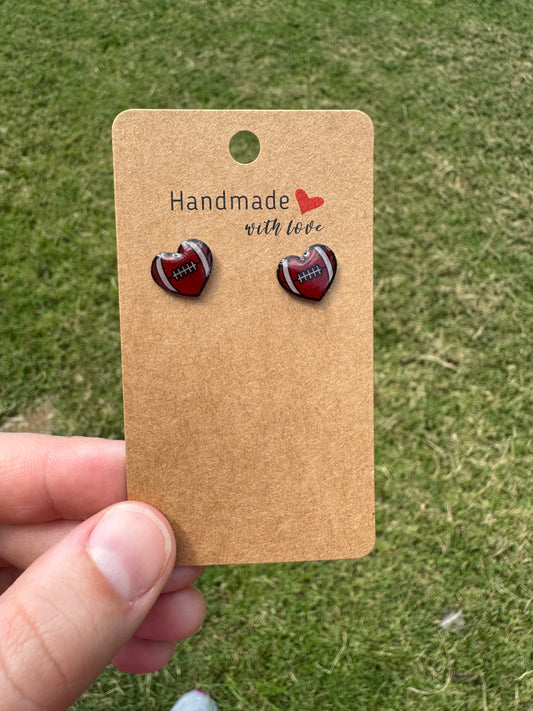 Football Heart Earrings