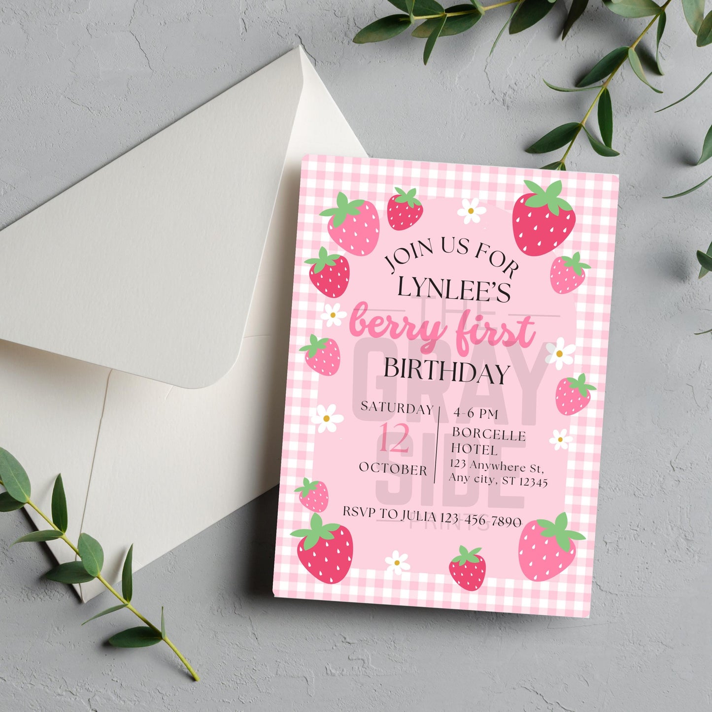 Berry First Birthday Invitation Strawberry 1st Birthday Party Invite Editable Girl Birthday Template Instant Download |Sweet One Theme