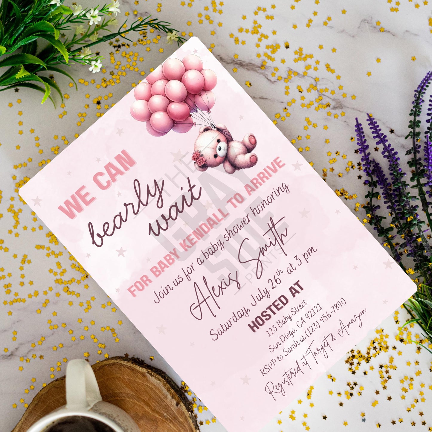 We Can Bearly Wait Baby Shower Invite Girl Pink Baby Shower Invite Template  Editable Canva Baby Invite Instant Download Printable Invite