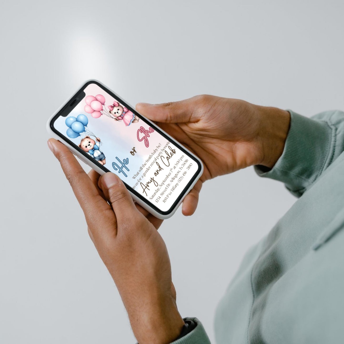 Bear Gender Reveal Invitation Boy or Girl Invite Editable Template Cute Teddy Bear Party Instant Download Printable Invite Gender Reveal