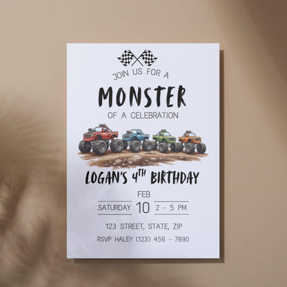Monster Truck Birthday Invitation Editable Monster Jam Party Invite Instant Download Boys Truck Birthday Template Crush Party Theme