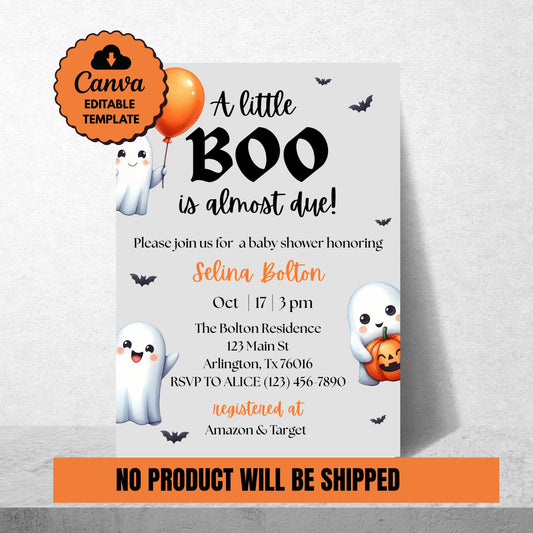 A Little Boo Baby Shower Invitation Halloween Baby Shower Invite Gender Neutral Baby Shower Printable Editable Baby Shower Invitation