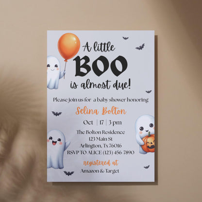 A Little Boo Baby Shower Invitation Halloween Baby Shower Invite Gender Neutral Baby Shower Printable Editable Baby Shower Invitation