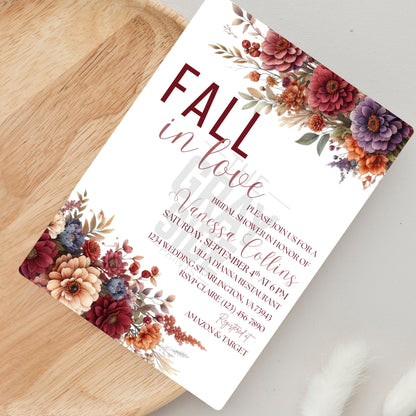 Fall in Love Bridal Shower Invitation Fall Pumpkin Bridal Shower Invite Editable Bridal Shower Invite Fall Bridal Shower Printable Invite