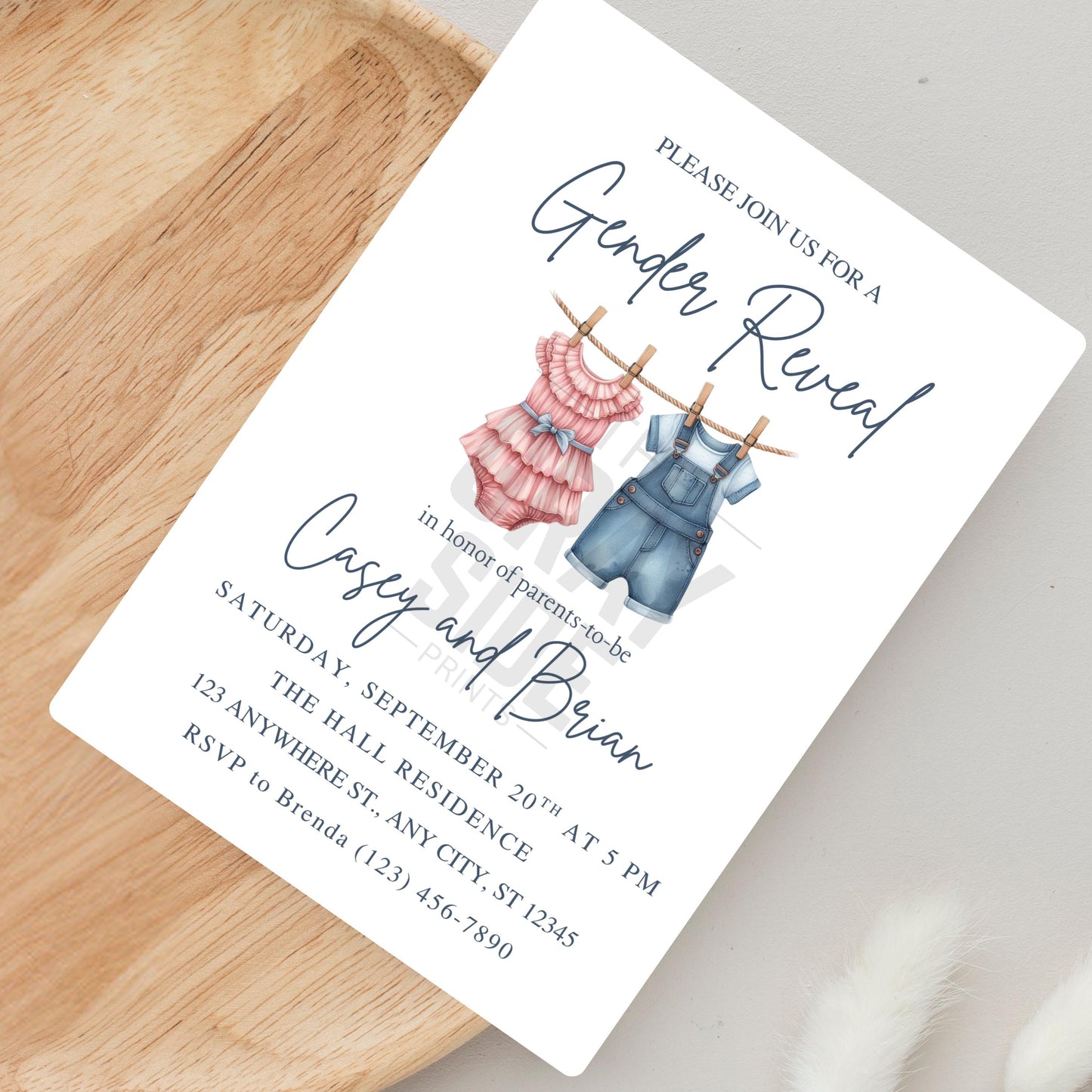 Gender Reveal Invitation Clothesline Gender Reveal Editable Download Boy or Girl Invite He or She Party Invitation Gender Reveal Party