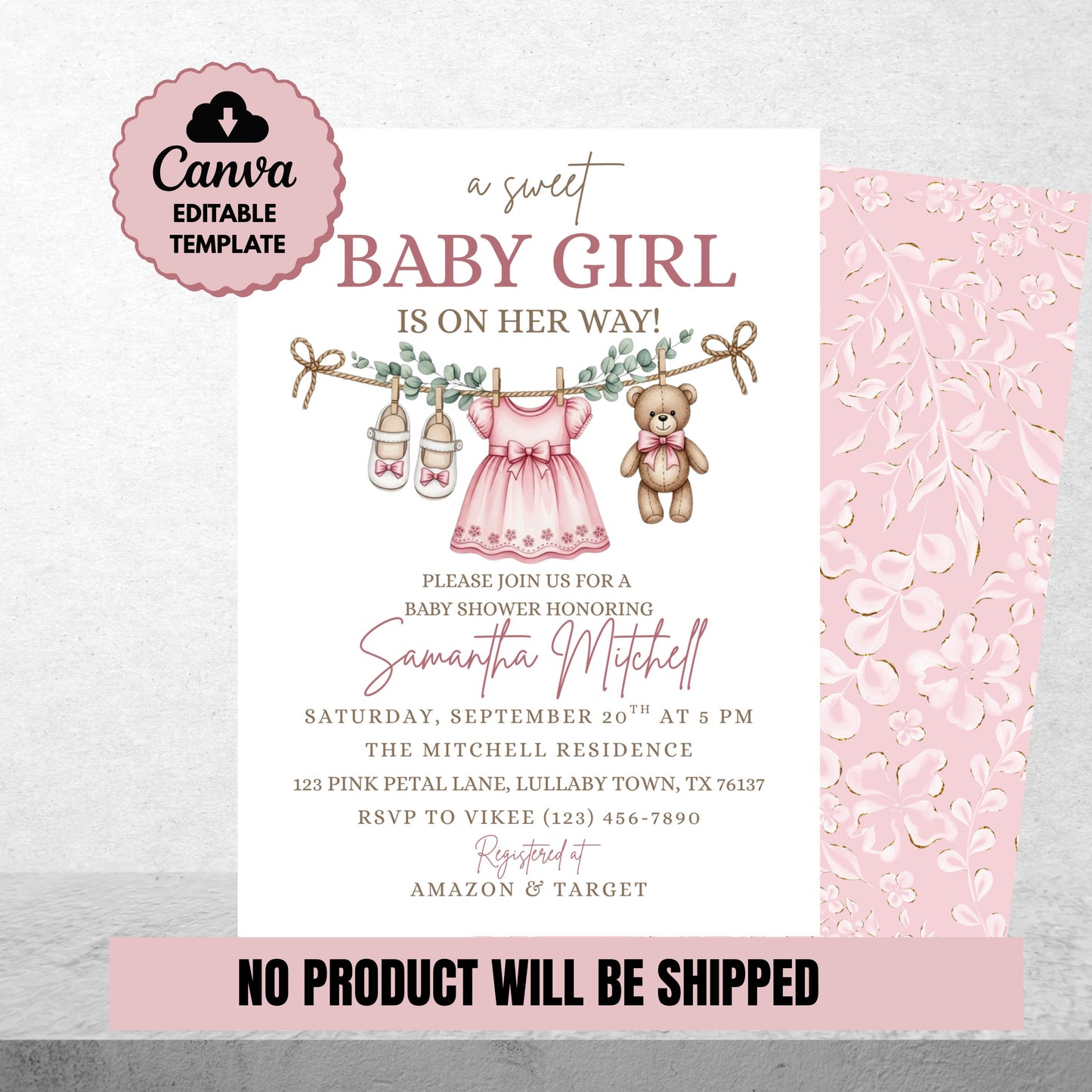 Boho Girl Baby Shower Invitation Boho Baby Invite Editable Instant Download Digital Invitation Girl Baby Shower Sweet Baby Girl Invite