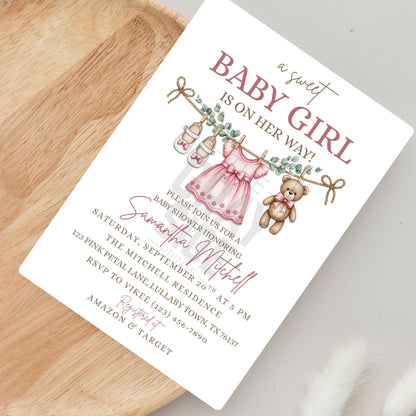 Boho Girl Baby Shower Invitation Boho Baby Invite Editable Instant Download Digital Invitation Girl Baby Shower Sweet Baby Girl Invite
