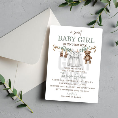 Boho Girl Baby Shower Invitation Baby Girl Baby Shower Boho Baby Shower Editable Instant Download Baby Shower Invite Girl Baby Invitation
