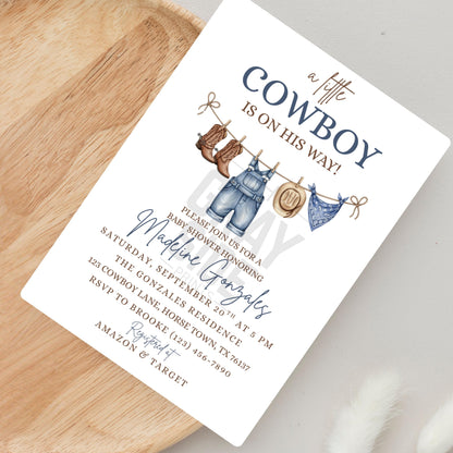 Cowboy Baby Shower Invitation Template little Cowboy Is On The Way Invite Cowboy Baby Shower Digital Download Baby Shower Template Boy Baby