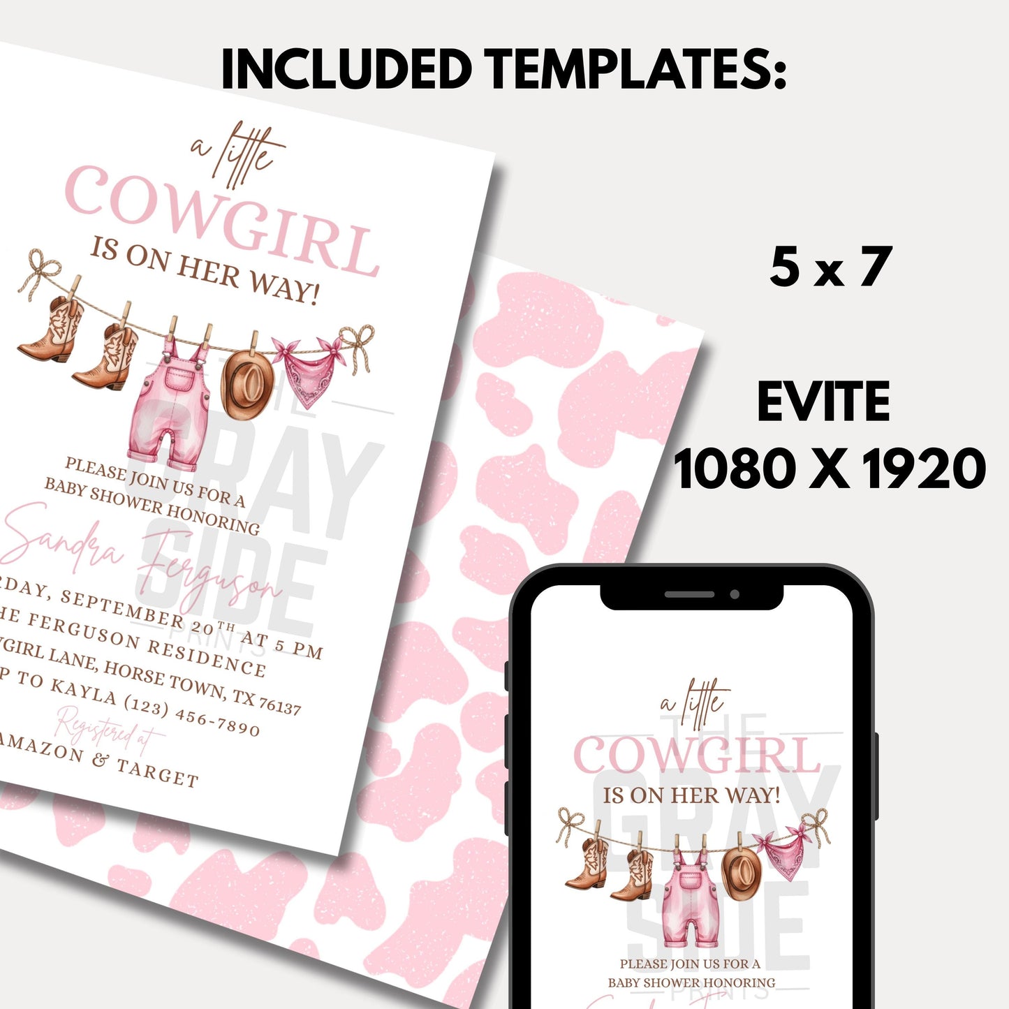 Pink Cowgirl Baby Shower Invitation Template Baby Shower Invite A Little Cowgirl is on the Way Invite  Western Baby Shower Girl Baby Shower