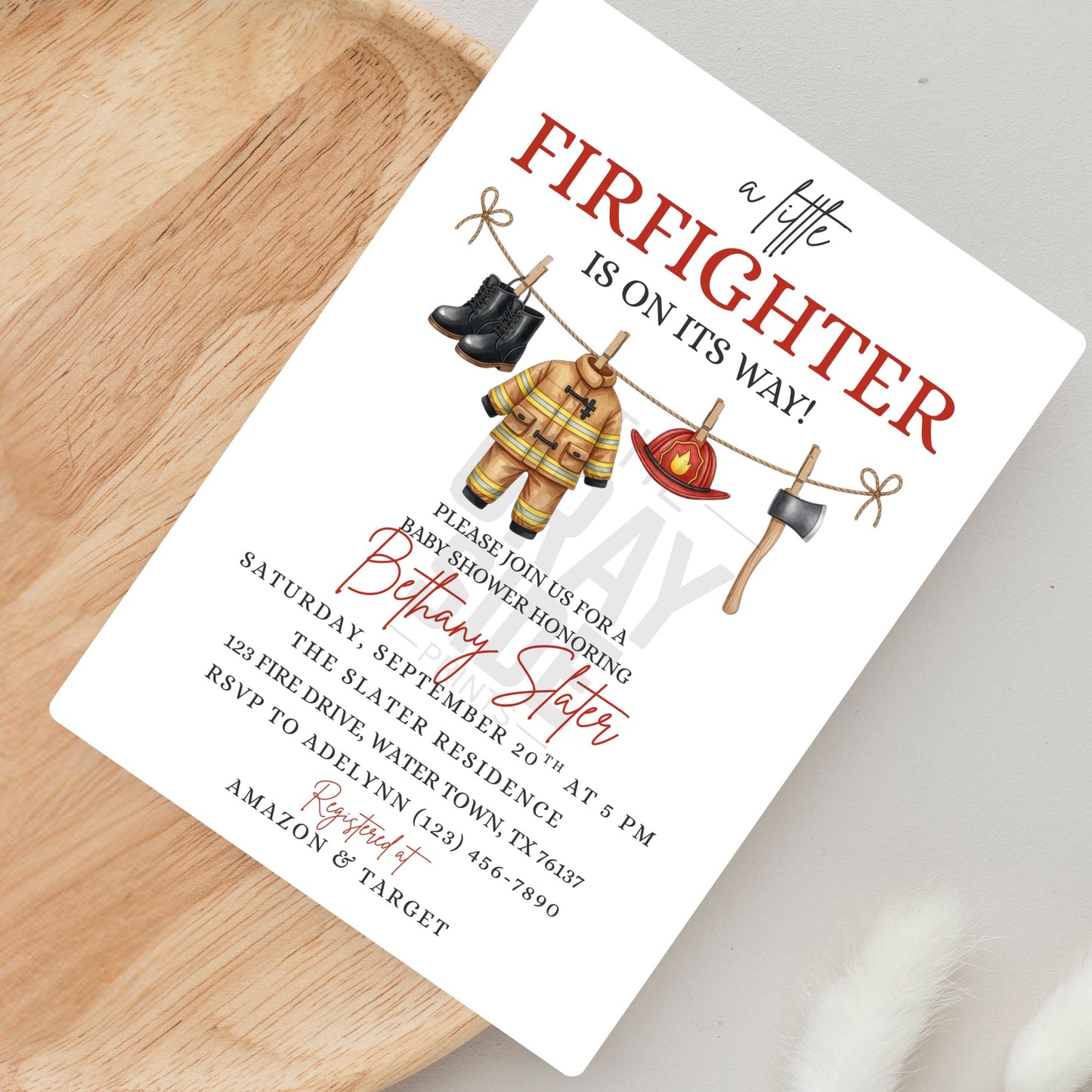 A Little Firefighter Baby Shower Invitation Fire Truck Baby Shower Fireman Invite Gender Neutral Invite Boy Baby Shower Girl Baby Shower