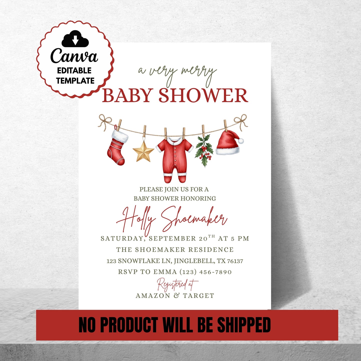 Very Merry Baby Shower Christmas Baby Shower Invite Holiday Baby Shower Gender Neutral Baby Shower Boy Baby Shower Girl Baby Shower