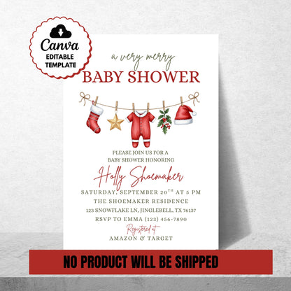 Very Merry Baby Shower Christmas Baby Shower Invite Holiday Baby Shower Gender Neutral Baby Shower Boy Baby Shower Girl Baby Shower