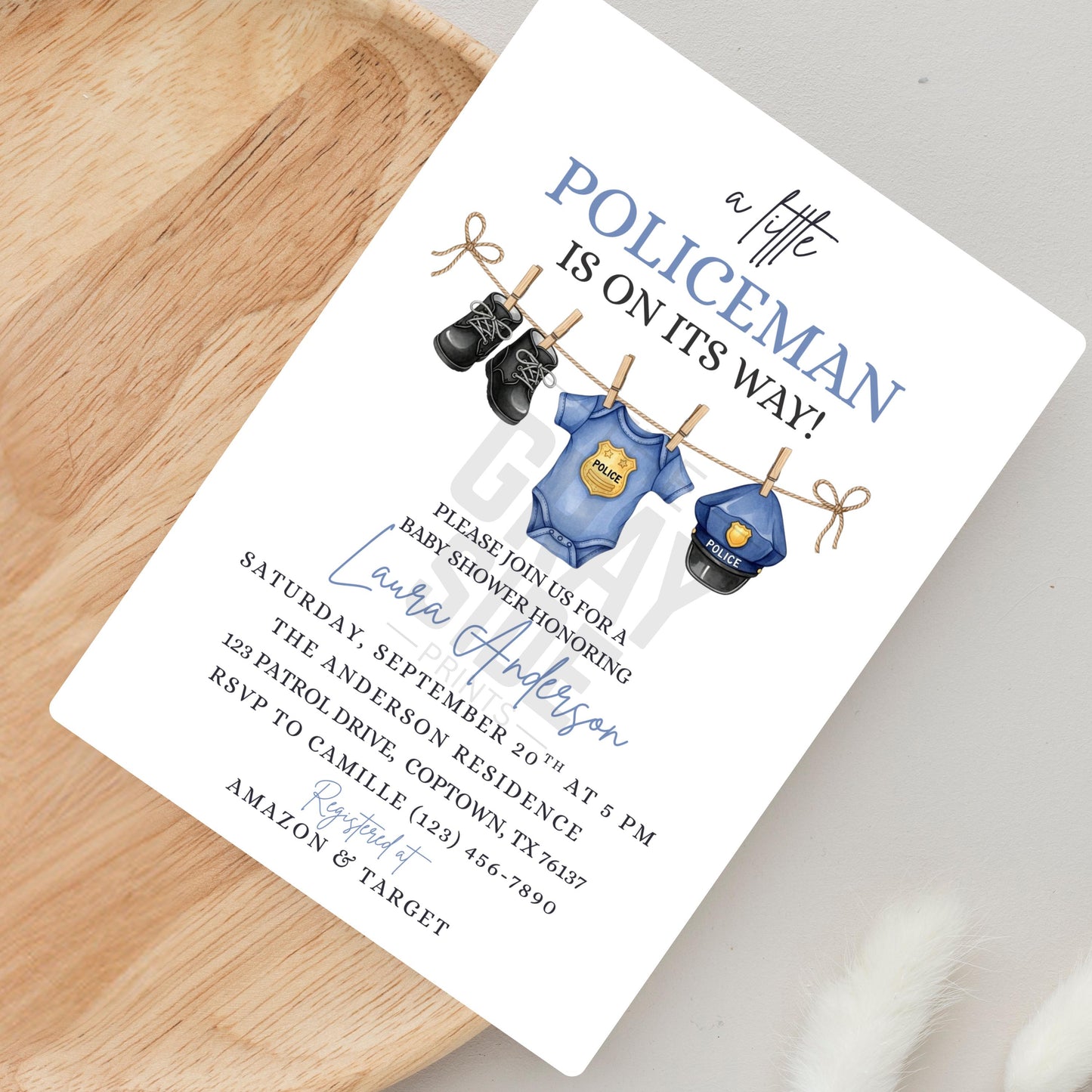 A Little Policeman Baby Shower Invitation Police Car Baby Shower Editable Police Officer Baby Invitation Gender Neutral Baby Shower Invite