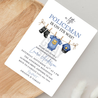 A Little Policeman Baby Shower Invitation Police Car Baby Shower Editable Police Officer Baby Invitation Gender Neutral Baby Shower Invite