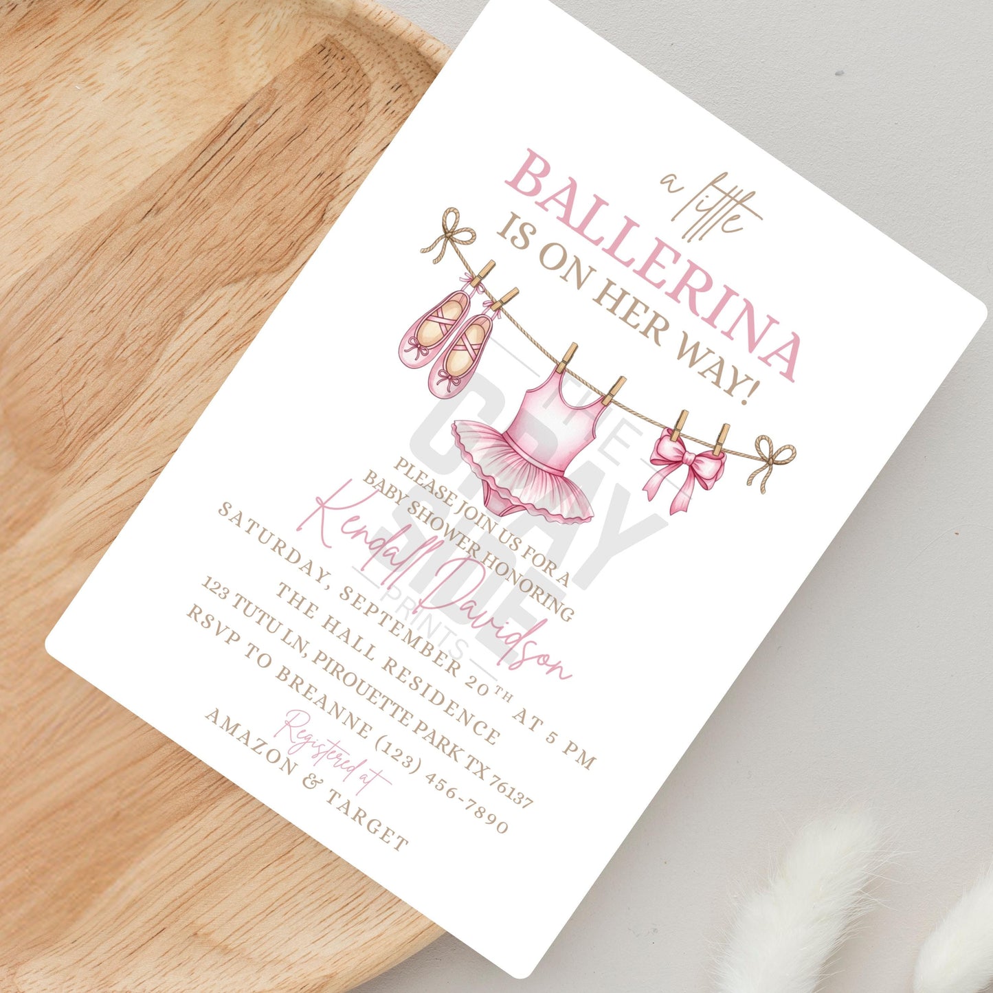 Girl Baby Shower Invitation Pink Baby Shower Invite Editable Girl Baby Shower Template Ballerina Invitation Digital Download Canva Template