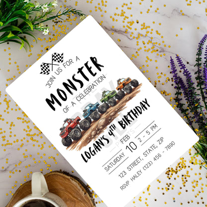 Monster Truck Birthday Invitation Editable Monster Jam Party Invite Instant Download Boys Truck Birthday Template Crush Party Theme