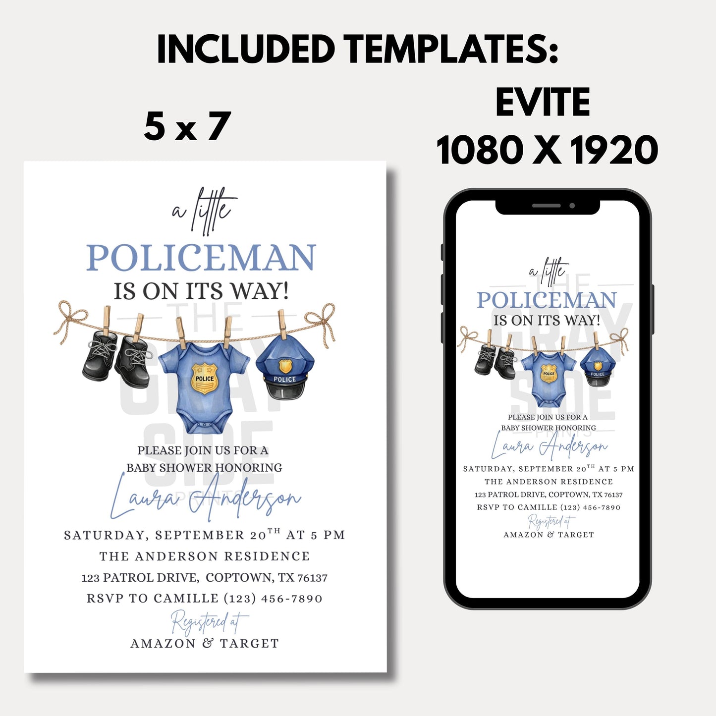 A Little Policeman Baby Shower Invitation Police Car Baby Shower Editable Police Officer Baby Invitation Gender Neutral Baby Shower Invite
