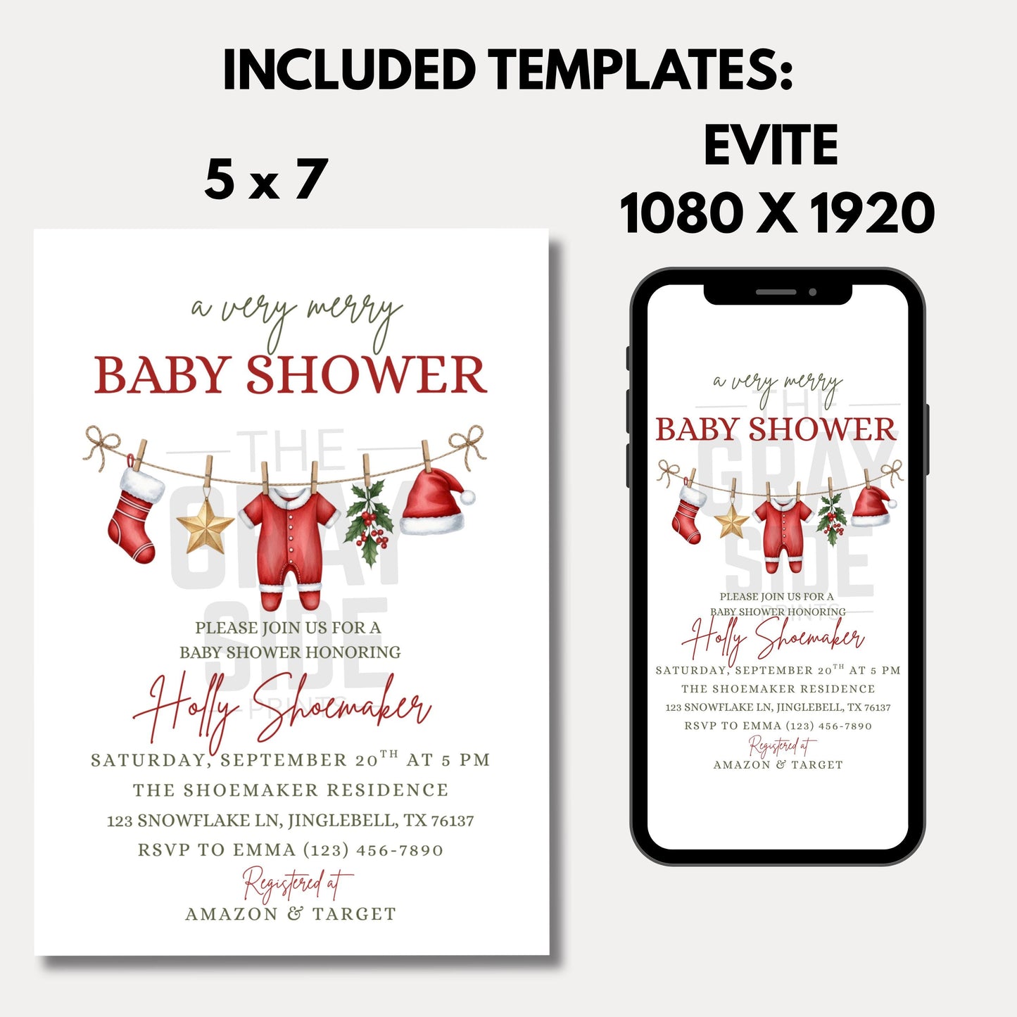 Very Merry Baby Shower Christmas Baby Shower Invite Holiday Baby Shower Gender Neutral Baby Shower Boy Baby Shower Girl Baby Shower