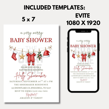 Very Merry Baby Shower Christmas Baby Shower Invite Holiday Baby Shower Gender Neutral Baby Shower Boy Baby Shower Girl Baby Shower