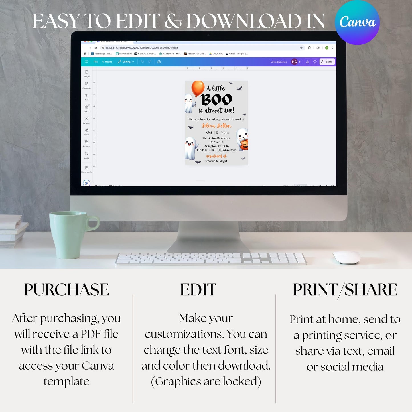 A Little Boo Baby Shower Invitation Halloween Baby Shower Invite Gender Neutral Baby Shower Printable Editable Baby Shower Invitation