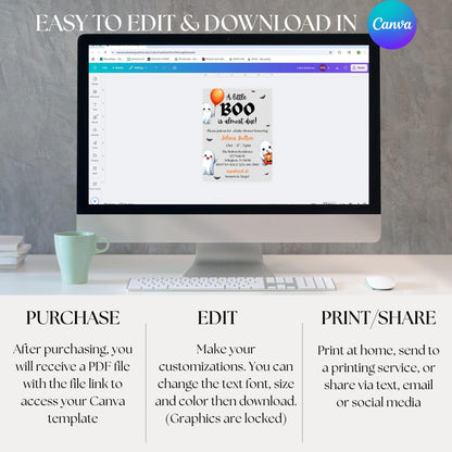 A Little Boo Baby Shower Invitation Halloween Baby Shower Invite Gender Neutral Baby Shower Printable Editable Baby Shower Invitation