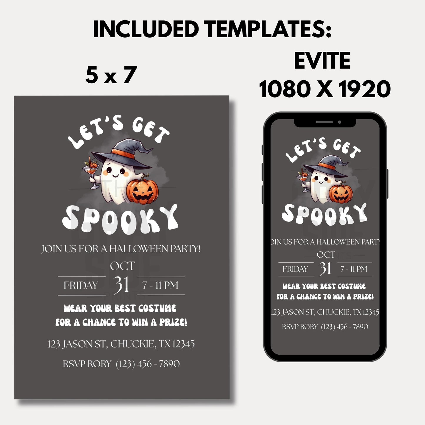 Let's Get Spooky Halloween Party Invitation  Costume Contest Invite Printable Halloween Invite Halloween Invitation