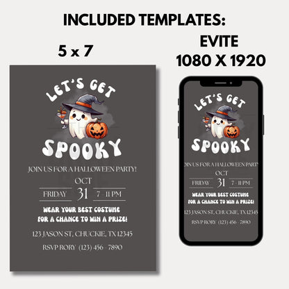 Let's Get Spooky Halloween Party Invitation  Costume Contest Invite Printable Halloween Invite Halloween Invitation