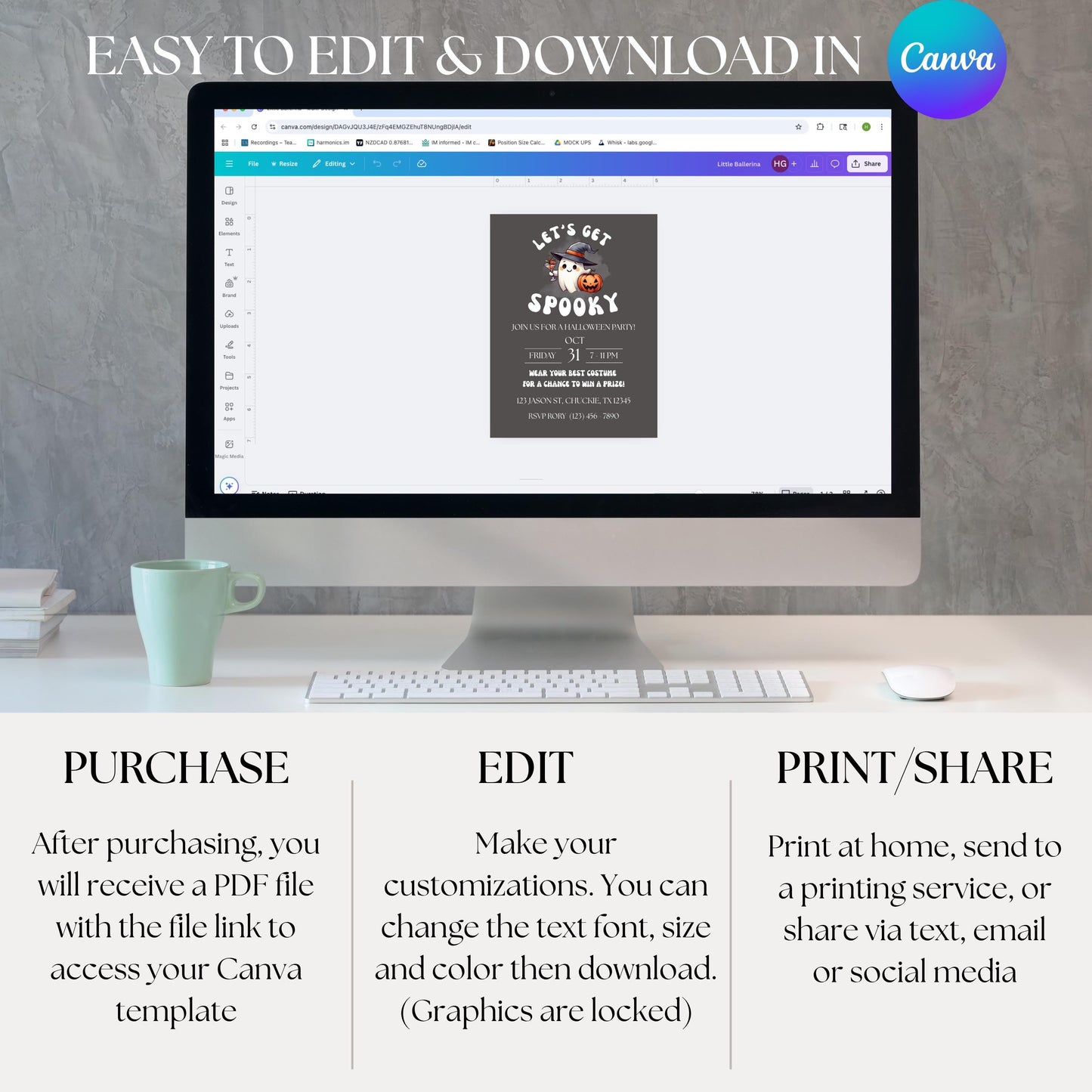 Let's Get Spooky Halloween Party Invitation  Costume Contest Invite Printable Halloween Invite Halloween Invitation