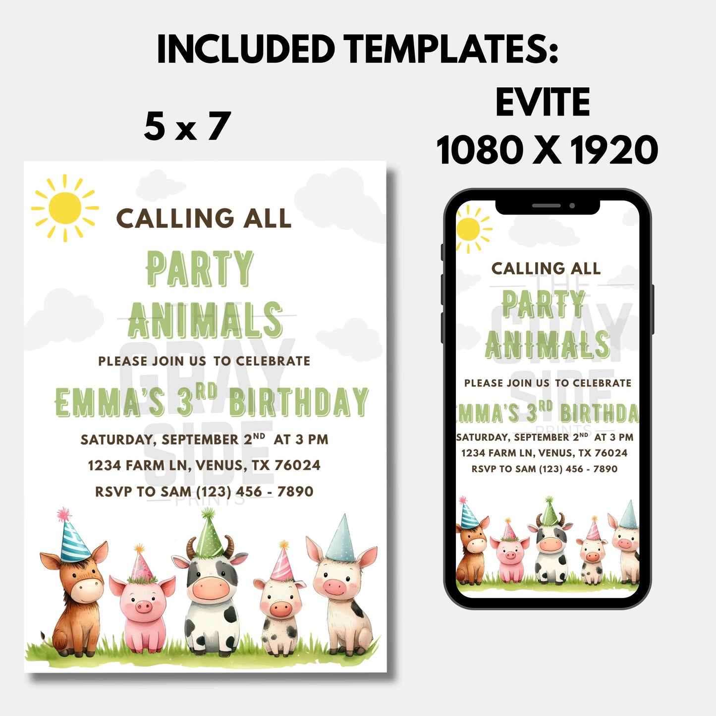 Calling All Party Animals Birthday Invitation Farm Animal Party Invite Editable Barnyard Birthday Template Instant Download Digital Invite