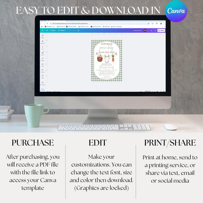 Locally Grown Baby Shower Invitation Clothesline Invite Gender Neutral Invitation Boy Baby Shower Girl Baby Shower Digital Invitation Canva