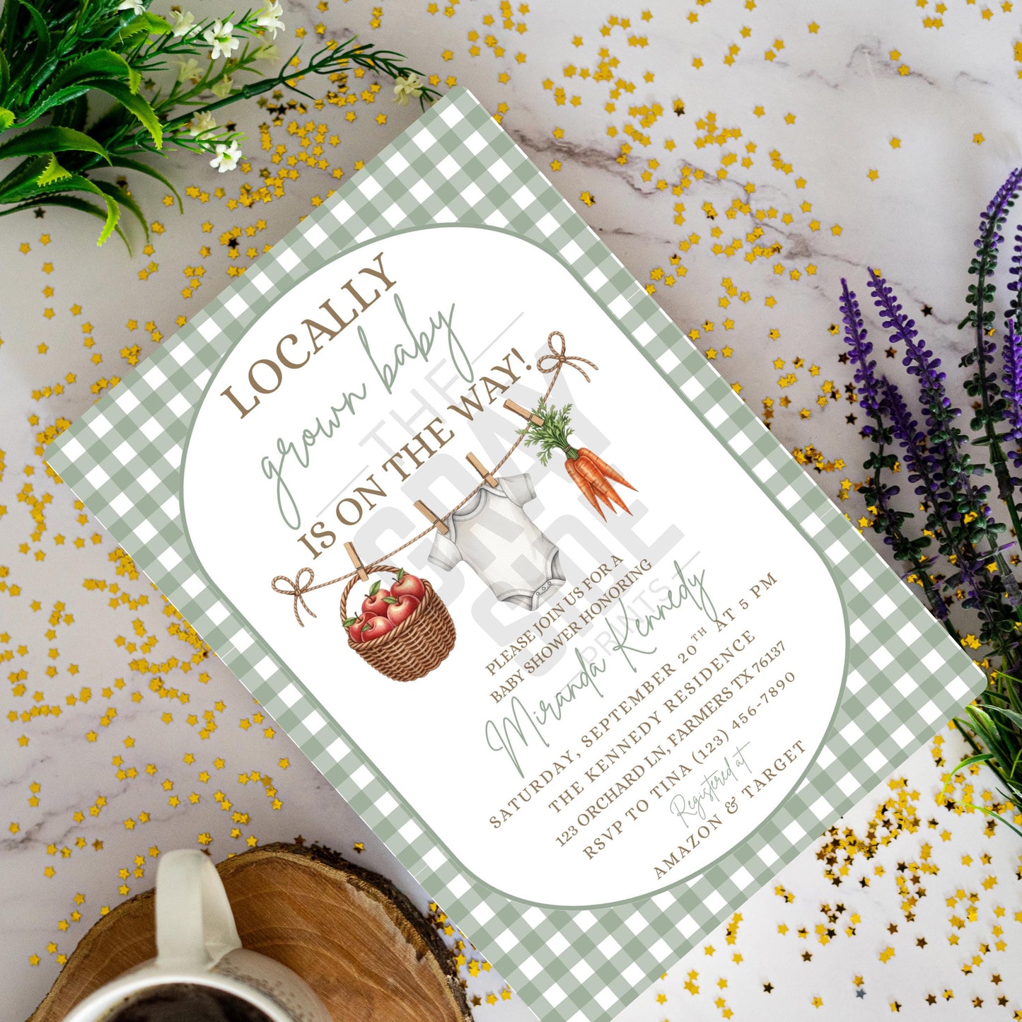 Locally Grown Baby Shower Invitation Clothesline Invite Gender Neutral Invitation Boy Baby Shower Girl Baby Shower Digital Invitation Canva
