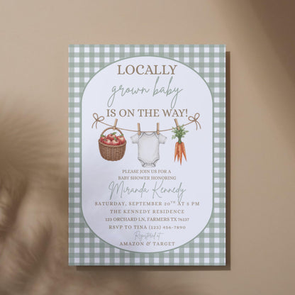 Locally Grown Baby Shower Invitation Clothesline Invite Gender Neutral Invitation Boy Baby Shower Girl Baby Shower Digital Invitation Canva