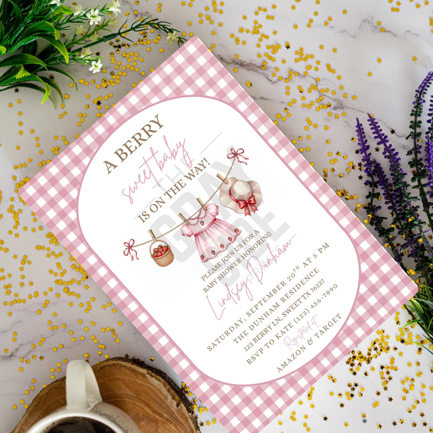 Berry Sweet Baby Shower Invitation Baby Girl Invitation Pink Baby Shower Invite Canva Template Digital Download Invite Girl Baby Shower