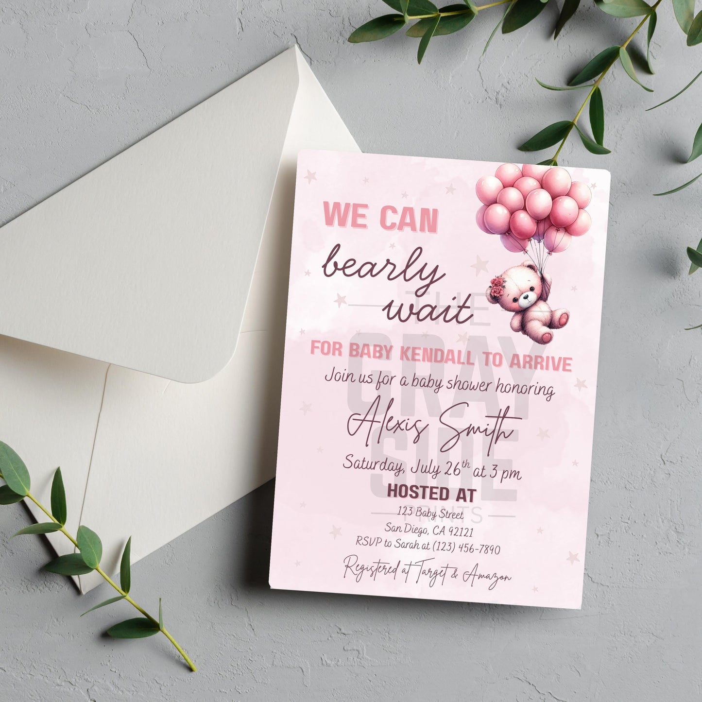 We Can Bearly Wait Baby Shower Invite Girl Pink Baby Shower Invite Template  Editable Canva Baby Invite Instant Download Printable Invite