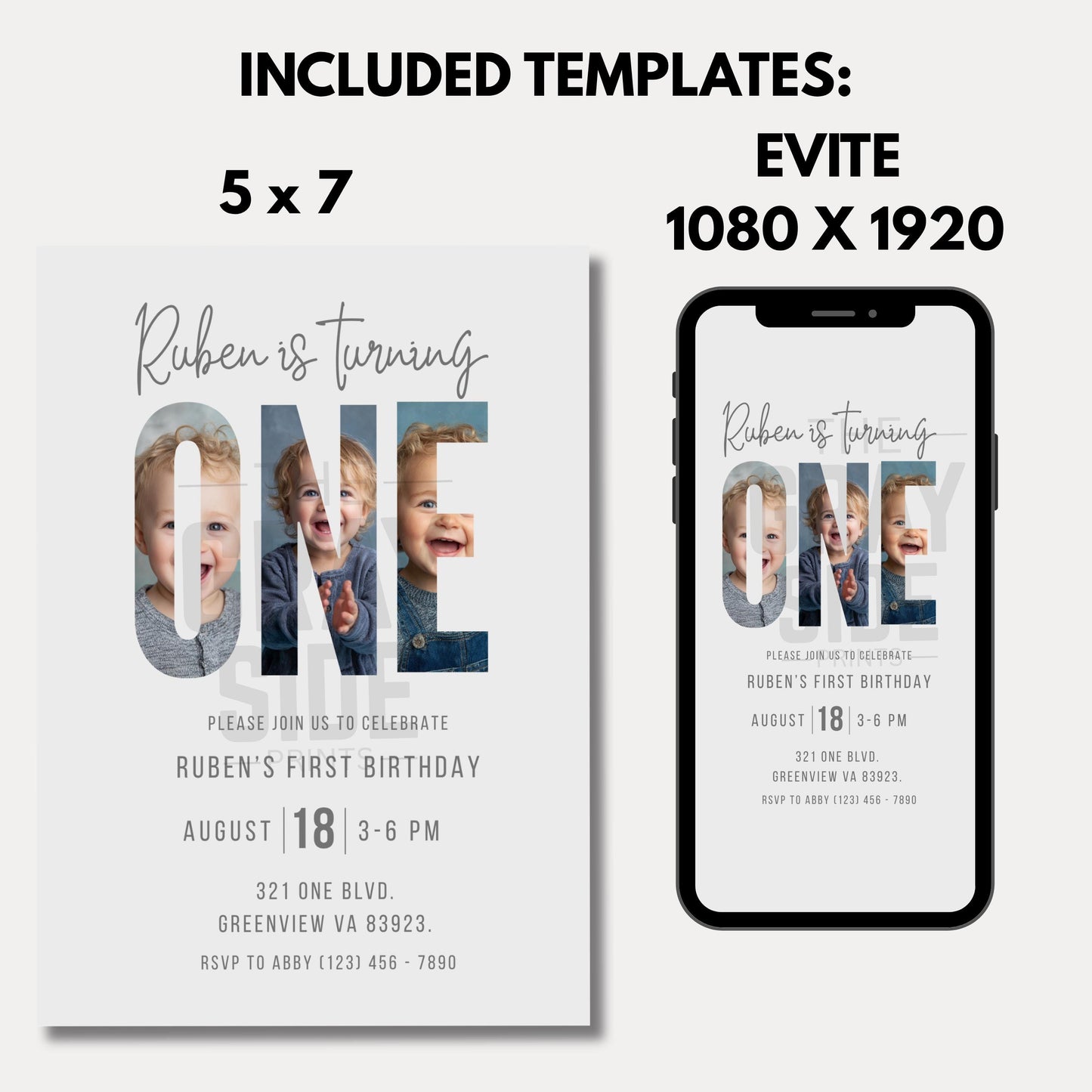 Editable First Birthday Invitation 1st Birthday Party Invite Minimalist Boho 1st Boy Birthday Girl Birthday Instant Digital Download One