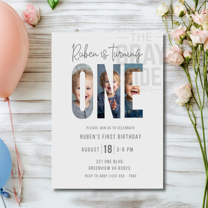 Editable First Birthday Invitation 1st Birthday Party Invite Minimalist Boho 1st Boy Birthday Girl Birthday Instant Digital Download One