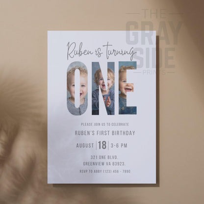 Editable First Birthday Invitation 1st Birthday Party Invite Minimalist Boho 1st Boy Birthday Girl Birthday Instant Digital Download One