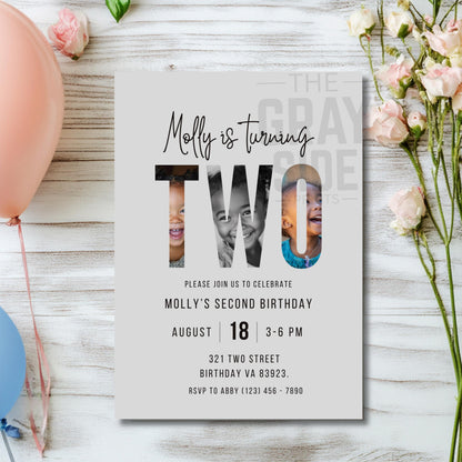 Second Birthday Invitation Gender Neutral Birthday Invite Customizable Invitation 2nd Birthday Invitation Boy Birthday Girl Birthday