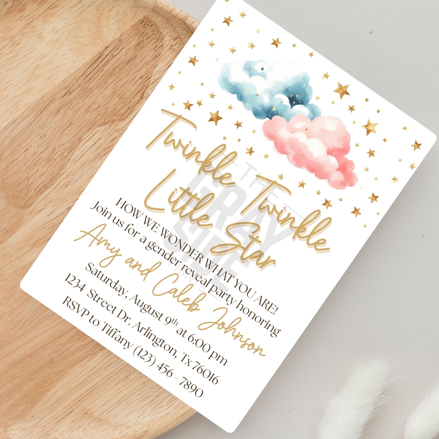 Twinkle Twinkle Little Star Gender Reveal Invitation Editable Gender Reveal Invite Boy or Girl Party Template Instant Download Printable