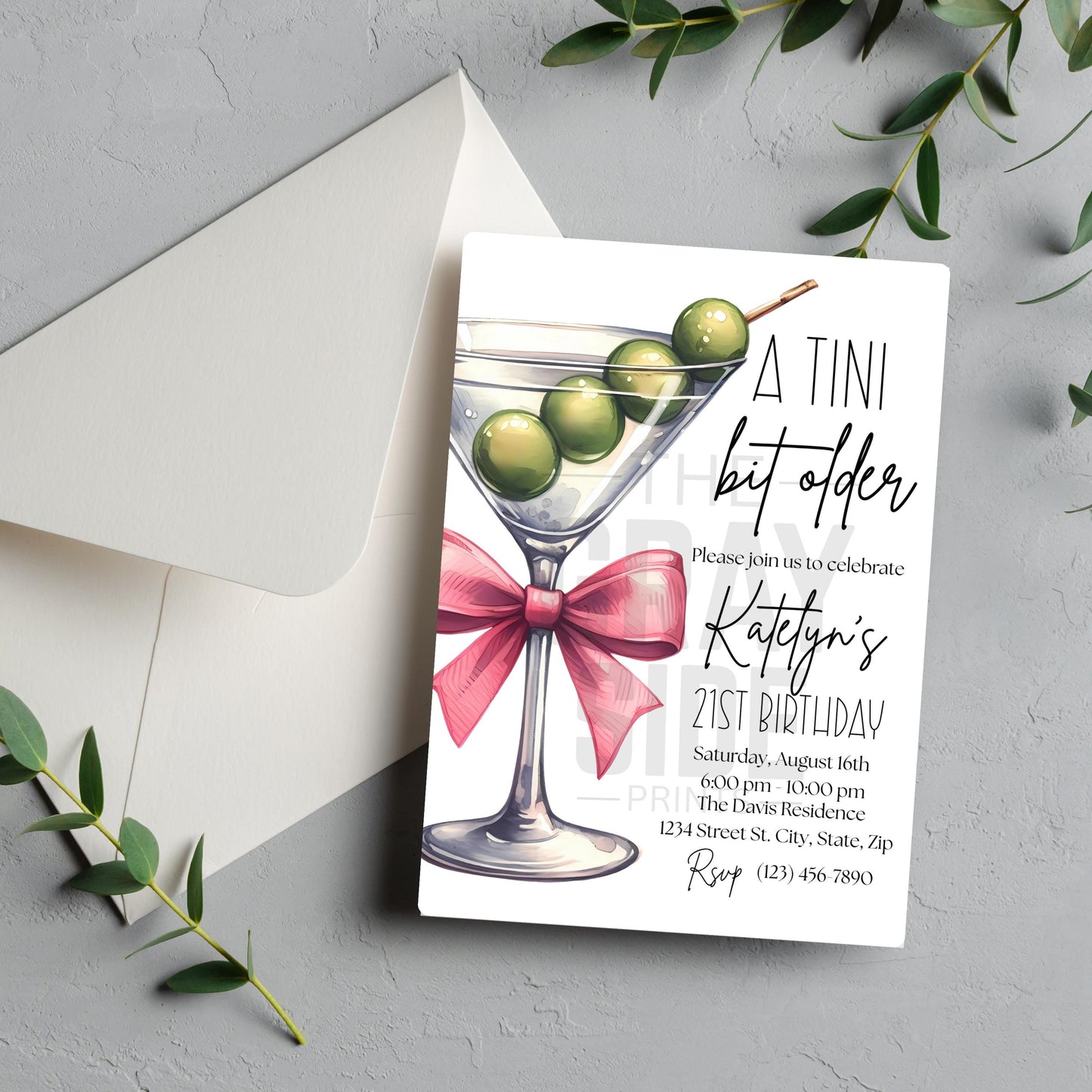 A Tini Bit Older 21st Birthday Invitation Martini Cocktail Party Invite  Editable 21st Birthday Template Instant Download  Digital Invite